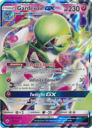 <transcy>Pokemon Card 93/147 Sun &amp; Moon Burning Shadows Gardevoir GX Ultra Sjælden</transcy>