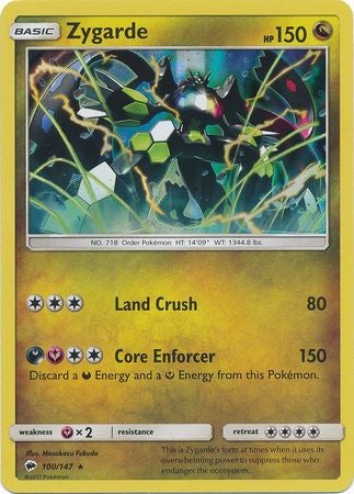 Pokemon Card 100/147 Sun & Moon Burning Shadows Zygarde Rare Holo