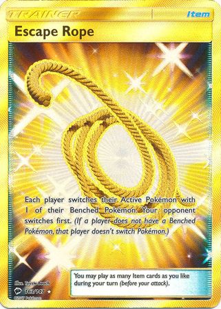Pokemon Card Sun & Moon Burning Shadows 163/147 Escape Rope Secret Rare