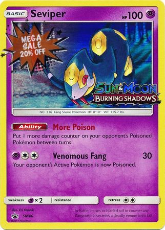 <transcy>بطاقة بوكيمون SM Black Star Promos SM46 Seviper Prerelease الترويجي</transcy>