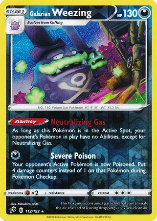 113/192 Galarian Weezing Rebel Clash (RCL) Rare Reverse Holo