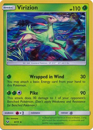 <transcy>Pokemon Card 8/73 Shining Legends Virizion Sjælden Holo</transcy>