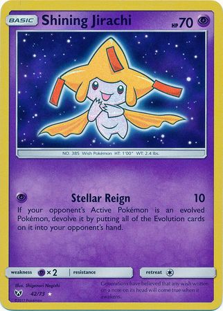 <transcy>بطاقة البوكيمون 42/73 Shining Legends Shining Jirachi Holo نادر</transcy>