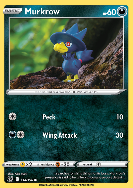 Pokemon Card Lost Origin 114/196 Murkrow Common *MINT*