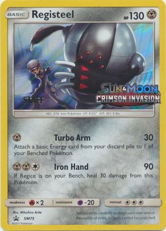 <transcy>Pokemon Card SM Black Star Promos SM75 Registeel Staff Prerelease-Promo</transcy>
