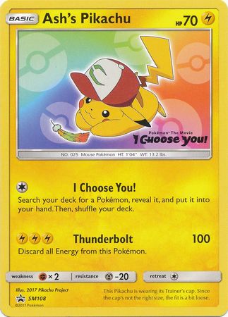 <transcy>Pokemon Card SM Black Star Promos SM108 Ash's Pikachu</transcy>