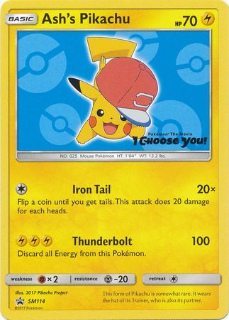 Pokemon Card SM Black Star Promos SM114 Ash's Pikachu