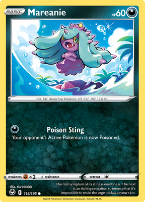 Pokemon Card Silver Tempest 114/195 Mareanie Common *MINT*