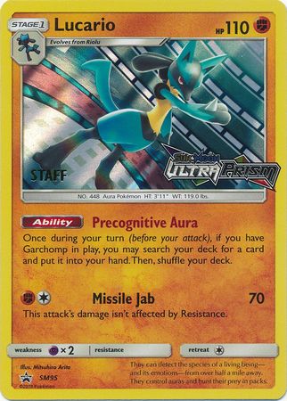 Pokemon Card SM Black Star Promos SM95 Lucario Staff Prerelease promo