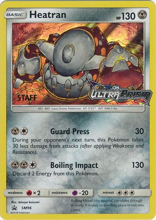 Pokemon Card SM Black Star Promos SM96 Heatran Staff Prerelease promo