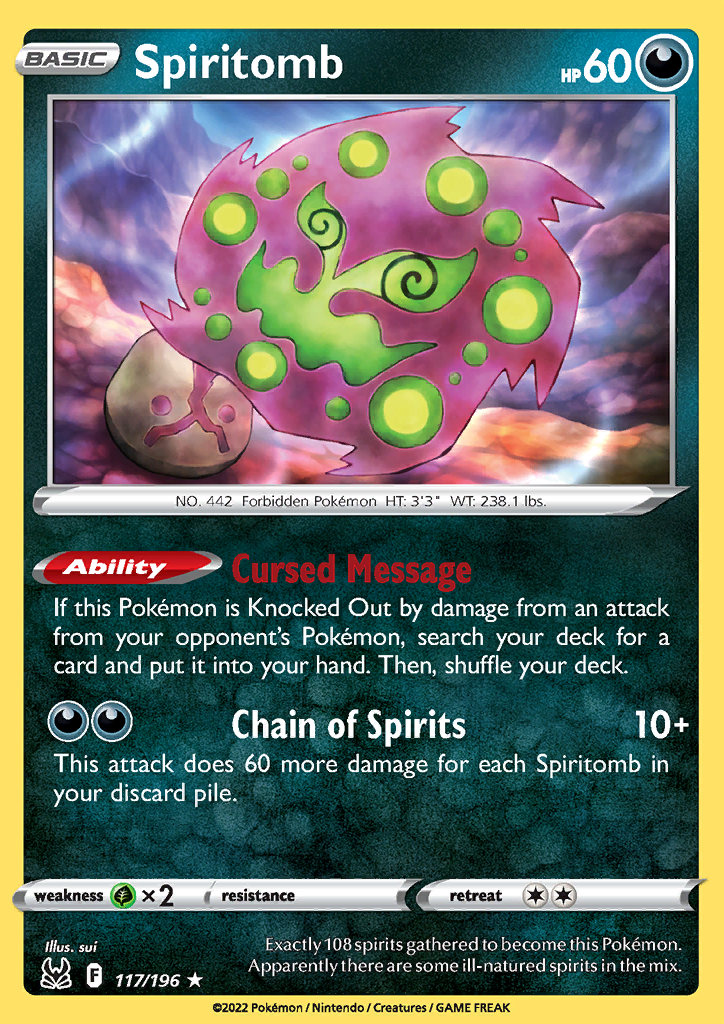 Pokemon Card Lost Origin 117/196 Spiritomb Rare *MINT*