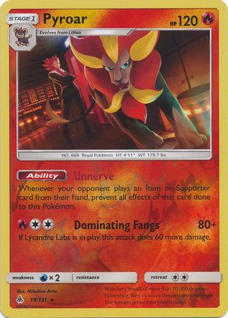 Pokemon Card Forbidden Light 19/131 019/131 Pyroar Reverse Holo Rare *MINT*