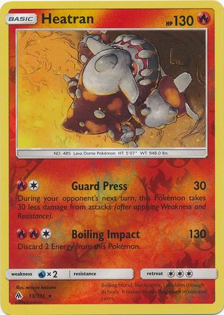 Pokemon Card Forbidden Light 13/131 013/131 Heatran Reverse Holo Rare *MINT*