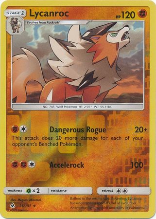 Pokemon Card Forbidden Light 76/131 076/131 Lycanroc Reverse Holo Rare *MINT*