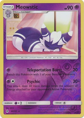 Pokemon Card Forbidden Light 45/131 045/131 Meowstic Reverse Holo Rare *MINT*