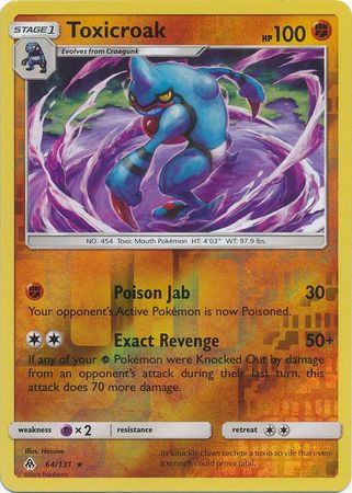 Pokemon Card Forbidden Light 64/131 064/131 Toxicroak Reverse Holo Rare *MINT*