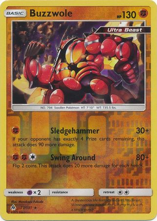 Pokemon Card Forbidden Light 77/131 077/131 Buzzwole Reverse Holo Rare *MINT*