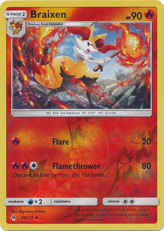 Pokemon Card Forbidden Light 16/131 016/131 Braixen Reverse Holo Uncommon *MINT*