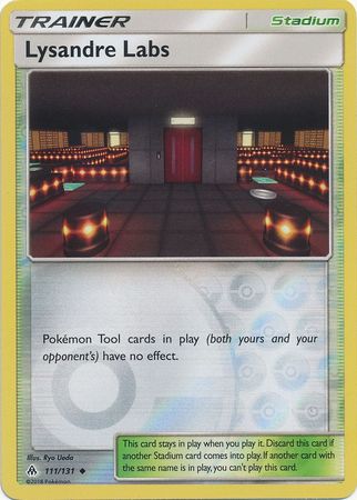 Pokemon Card Forbidden Light 111/131 Lysandre Labs Stadium Reverse Holo Uncommon *MINT*