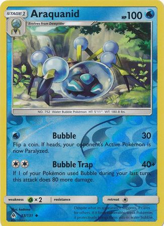 Pokemon Card Forbidden Light 33/131 033/131 Araquanid Reverse Holo Uncommon *MINT*