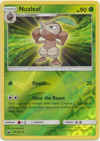 Pokemon Card Celestial Storm  13/168 Nuzleaf  Pokemon Reverse Holo Uncommon *MINT*
