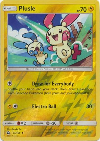 Pokemon Card Celestial Storm  53/168 Plusle  Pokemon Reverse Holo Uncommon *MINT*