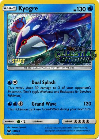 Pokemon Card SM Black Star Promos SM129 Kyogre Staff Prerelease promo