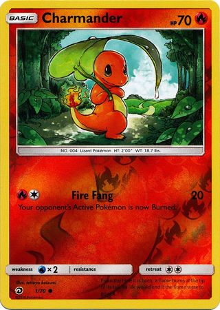 (S) Pokemon Card Dragon Majesty  1/70 Charmander  Pokemon Reverse Holo Common *MINT*