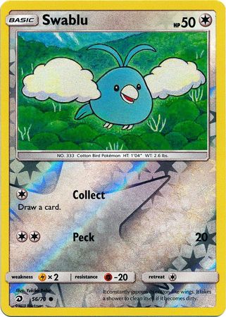 Pokemon Card Dragon Majesty  56/70 Swablu  Pokemon Reverse Holo Common *MINT*