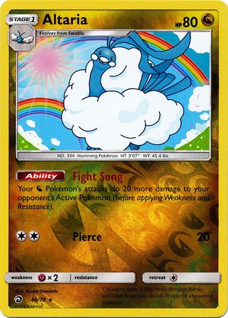 Pokemon Card Dragon Majesty  40/70 Altaria  Pokemon Reverse Holo Rare  *MINT*