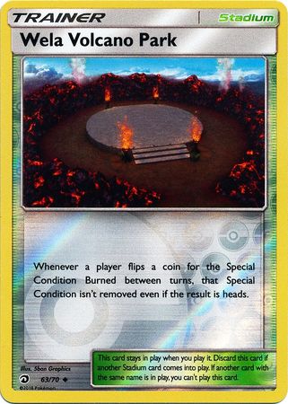 Pokemon Card Dragon Majesty  63/70 Wela Volcano Park  Trainer Reverse Holo Uncommon *MINT*