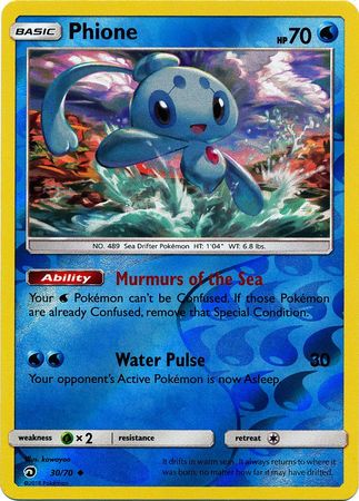 Pokemon Card Dragon Majesty  30/70 Phione  Pokemon Reverse Holo Uncommon *MINT*