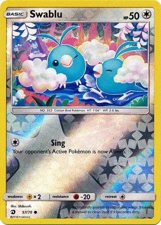 Pokemon Card Dragon Majesty  57/70 Swablu  Pokemon Reverse Holo Common *MINT*