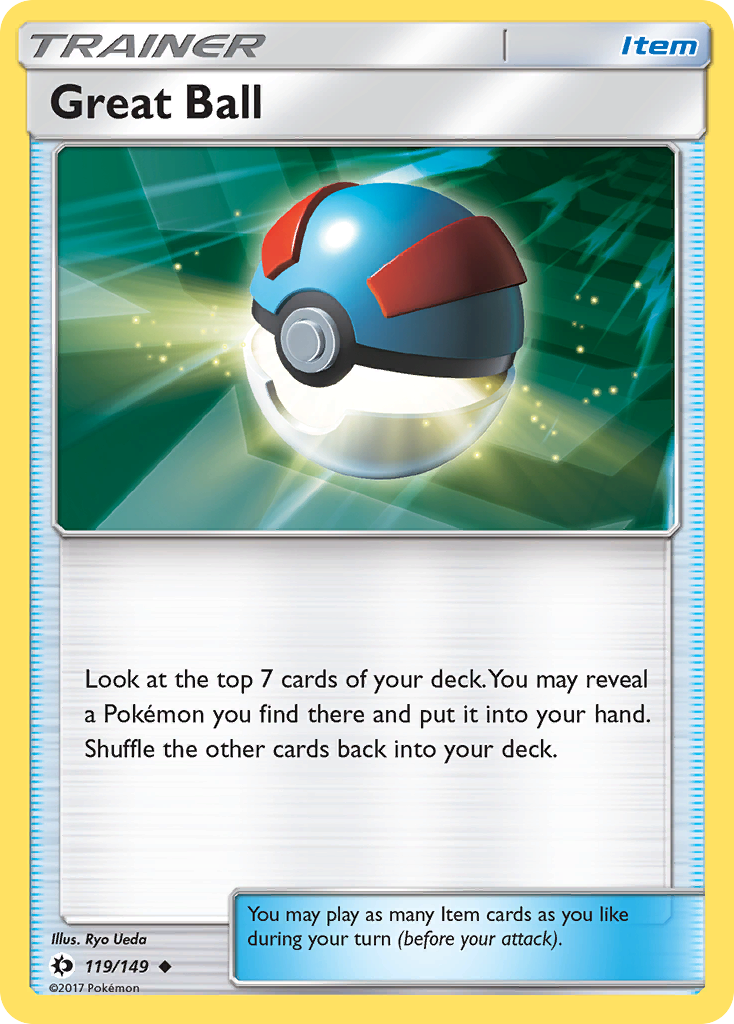 Pokemon Card Sun & Moon 119/149 Great Ball Item Uncommon *MINT*