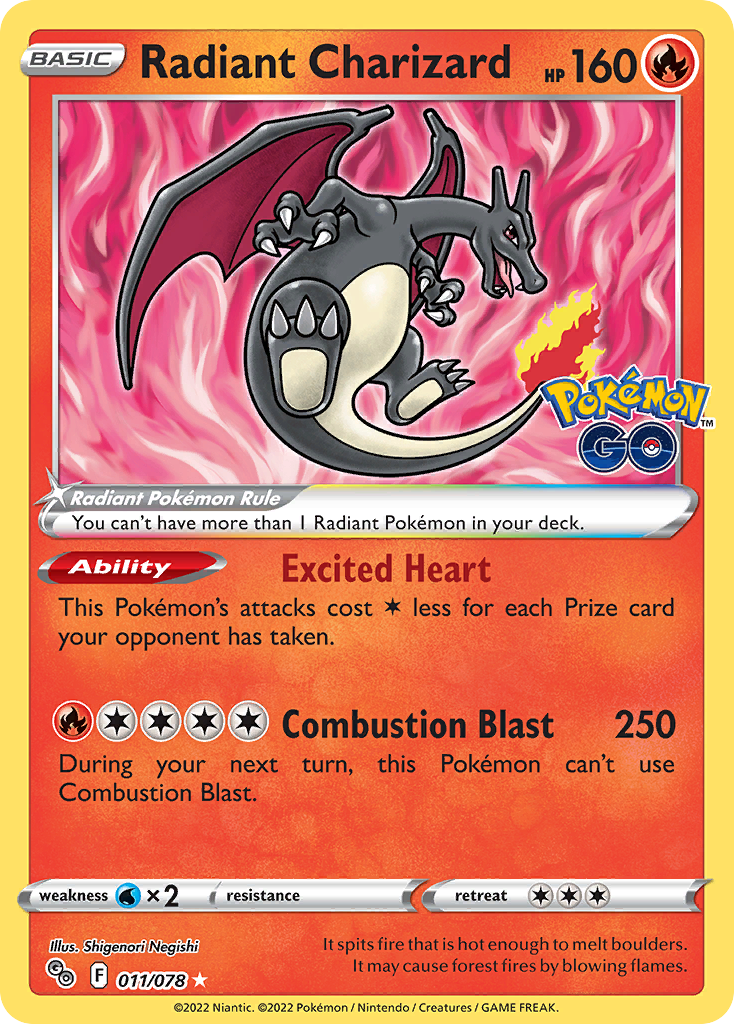 (S) Pokemon Card Pokemon Go 11/78 Radiant Charizard Radiant Rare *MINT*