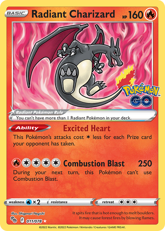 (S) Pokemon Card Pokemon Go 11/78 Radiant Charizard Radiant Rare *MINT*