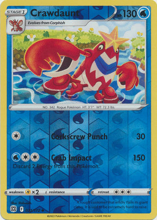 Pokemon Card Brilliant Stars 033/172 33/172 Crawdaunt Reverse Holo Uncommon