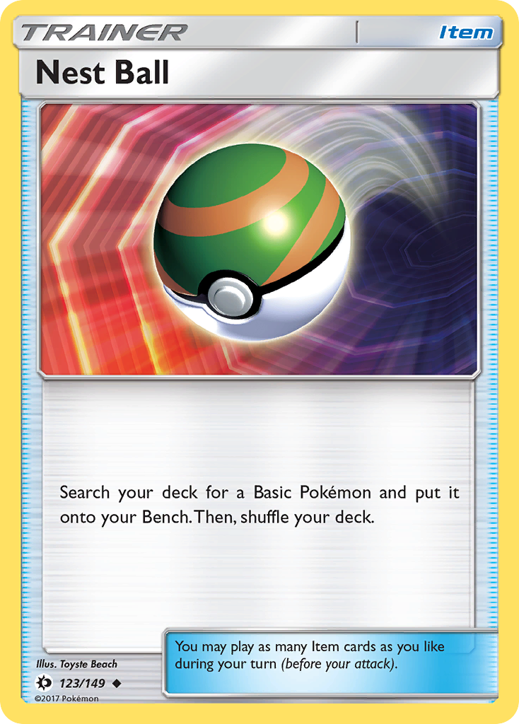 Pokemon Card Sun & Moon 123/149 Nest Ball Item Uncommon *MINT*