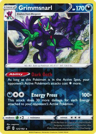 125/192 Grimmsnarl Rebel Clash (RCL) Rare Reverse Holo