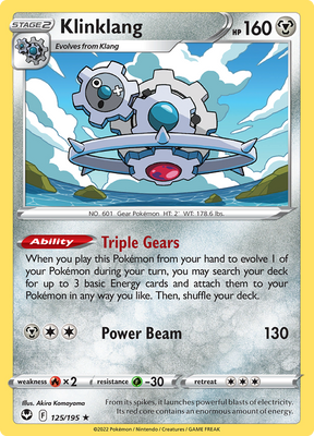 Pokemon Card Silver Tempest 125/195 Klinklang Rare *MINT*