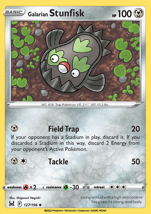 Pokemon Card Lost Origin 127/196 Galarian Stunfisk Uncommon *MINT*