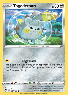 Pokemon Card Silver Tempest 127/195 Togedemaru Common *MINT*