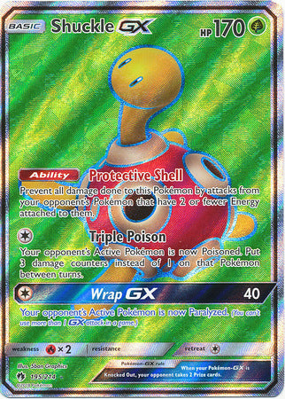 <transcy>Pokemon Card 195/214 Lost Thunder Shuckle GX Full Art Ultra Sjælden</transcy>