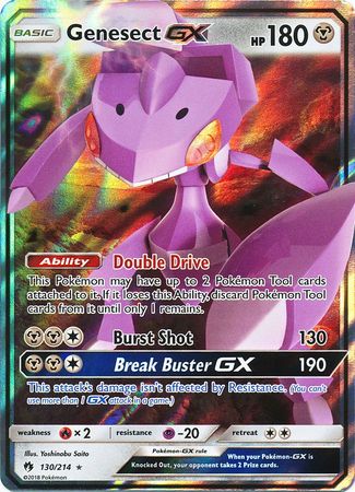 Pokemon Card 130/214 Lost Thunder Genesect GX Ultra Rare