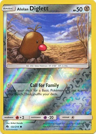 Pokemon Card Lost Thunder 122/214 Alolan Diglett Reverse Holo Common *MINT*