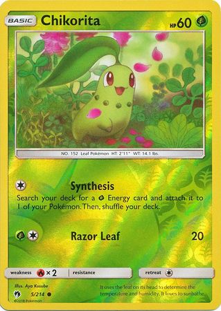 Pokemon Card Lost Thunder 5/214 005/214 Chikorita Reverse Holo Common *MINT*