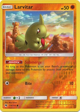 Pokemon Card Lost Thunder 114/214 Larvitar Reverse Holo Common *MINT*