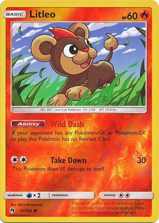 Pokemon Card Lost Thunder 50/214 050/214 Litleo Reverse Holo Common *MINT*