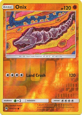Pokemon Card Lost Thunder 109/214 Onix Reverse Holo Common *MINT*