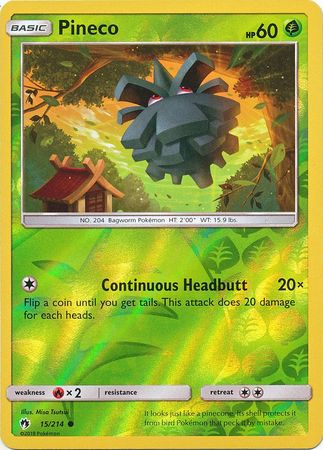 Pokemon Card Lost Thunder 15/214 015/214 Pineco Reverse Holo Common *MINT*